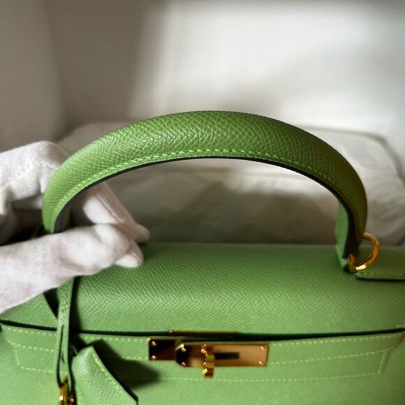 Hermes Kelly 28 Vert Criquet Epsom Sellier Green stamp Z - Picture 11 of 16